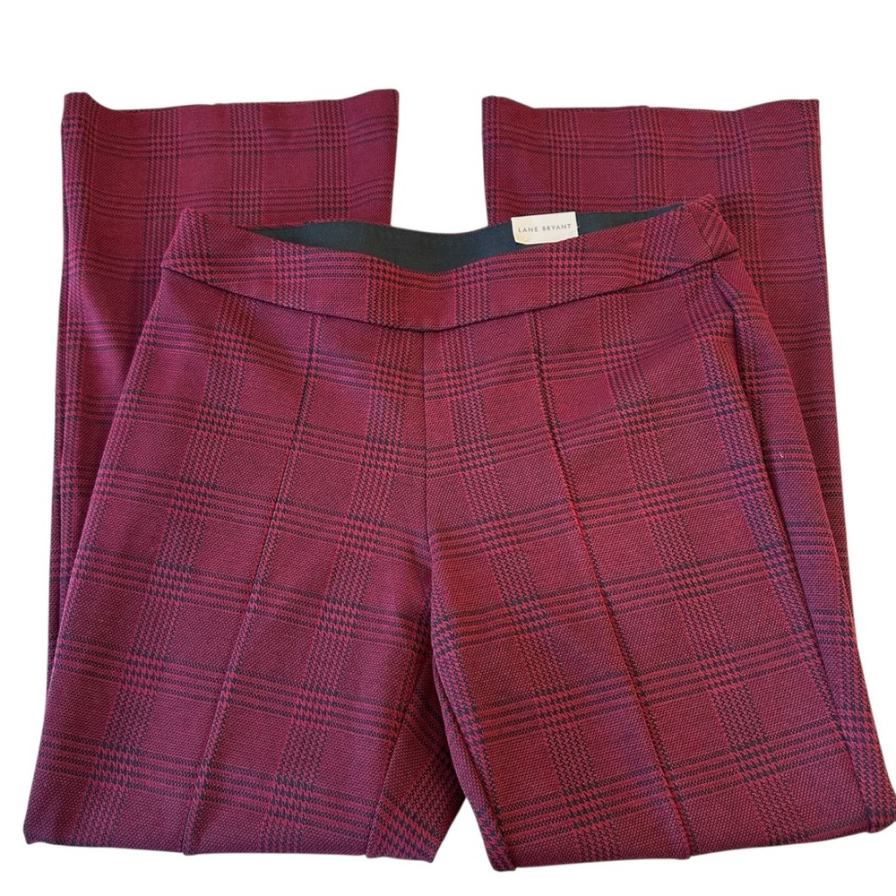 New Lane Bryant‎ Red Houndstooth High Rise Ponte Flare Pants, 14